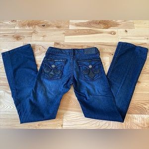 Sinful by Affliction denim Size 27 R Dark Wash Black Logo Blue Black Jeans